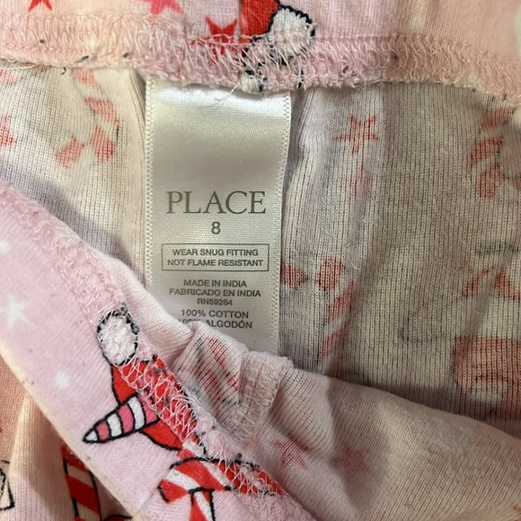 The Children’s Place Girls Pajama Set Size 8 EUC Unicorn and Candy cane design - Picture 3 of 7